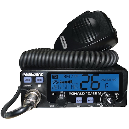 President Electronics 10/12 Meter Ham Radio w/ 7 Color Display RONALD